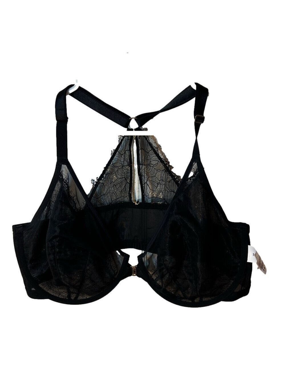 Pennington’s Deesse lingerie black balconnette bra underwire size 48DDD